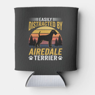 Easily Distracted by Airedale Terrier Retro Dog Can Cooler