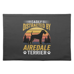 Easily Distracted by Airedale Terrier Retro Dog Cloth Placemat