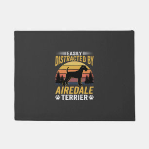 Easily Distracted by Airedale Terrier Retro Dog Doormat
