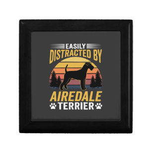Easily Distracted by Airedale Terrier Retro Dog Gift Box