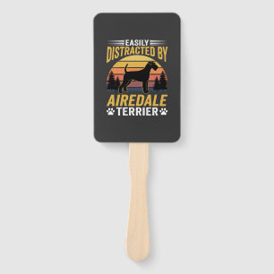 Easily Distracted by Airedale Terrier Retro Dog Hand Fan