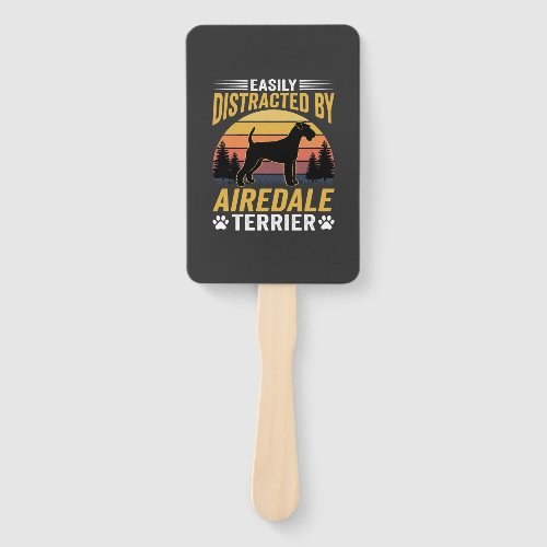 Easily Distracted by Airedale Terrier Retro Dog Hand Fan