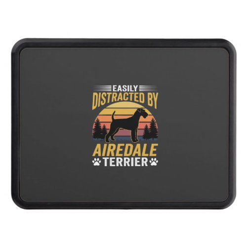 Easily Distracted by Airedale Terrier Retro Dog Hitch Cover