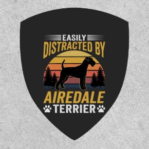 Easily Distracted by Airedale Terrier Retro Dog Patch