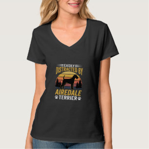 Easily Distracted by Airedale Terrier Retro Dog T-Shirt
