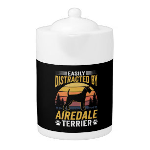 Easily Distracted by Airedale Terrier Retro Dog Teapot