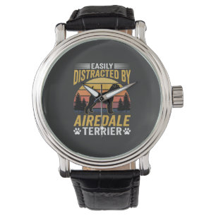 Easily Distracted by Airedale Terrier Retro Dog Watch
