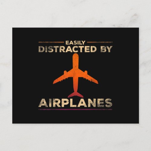 Easily Distracted By Airplanes Airplane Lover Postcard