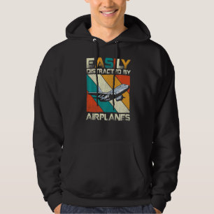 Easily Distracted By Airplanes Aviation Airplane P Hoodie