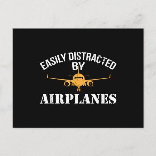 Easily Distracted By Airplanes Aviation Airplane Postcard
