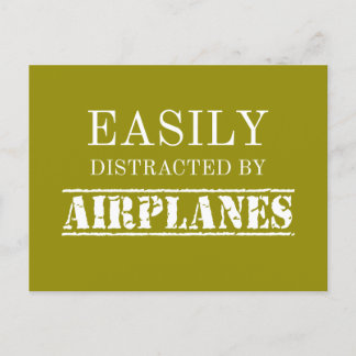 Easily Distracted By Airplanes Aviator Pilot Holiday Postcard