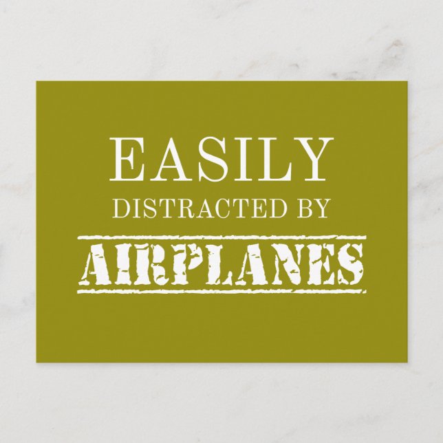 Easily Distracted By Airplanes Aviator Pilot Postcard (Front)