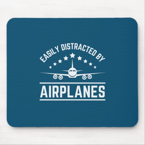 easily distracted by airplanes mouse pad