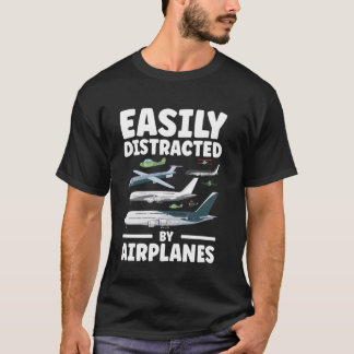 Easily Distracted By Airplanes Pilot Flight Instru T-Shirt