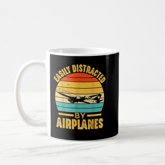 Easily Distracted By Airplanes Pilot Gifts Funny A Coffee Mug (Left)
