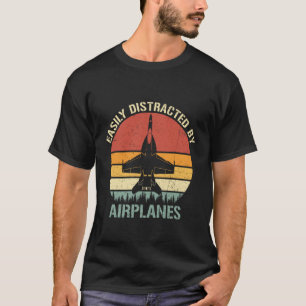 Easily Distracted By Airplanes Vintage F-18 Hornet T-Shirt