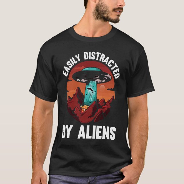 Easily Distracted By Aliens I Green Alien I Kids A T-Shirt (Front)