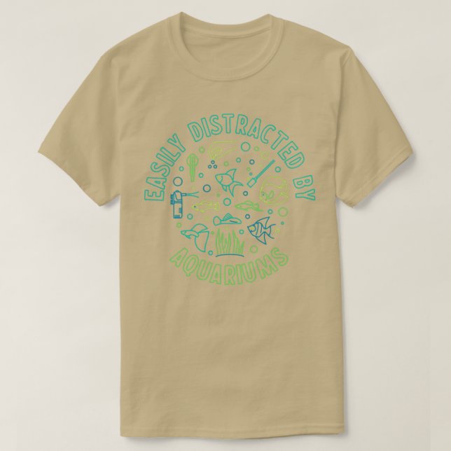 Easily Distracted By Aquariums Round Design for Fi T-Shirt (Design Front)