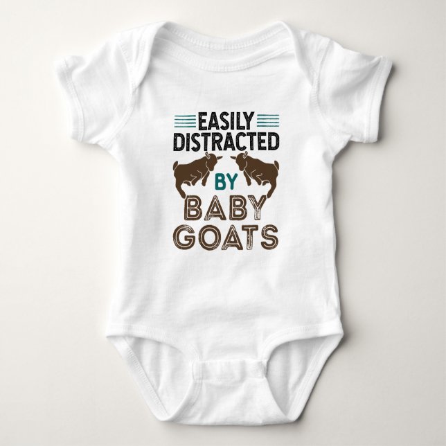 Easily Distracted by Baby Goats Baby Bodysuit (Front)