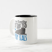 Easily Distracted by Baby Seals Seal Lover Two-Tone Coffee Mug (Front Left)