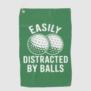 Easily Distracted by Balls Funny Golf Ball Golfer Golf Towel