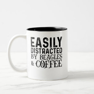 Easily Distracted By Beagles And Coffee Two-Tone Coffee Mug