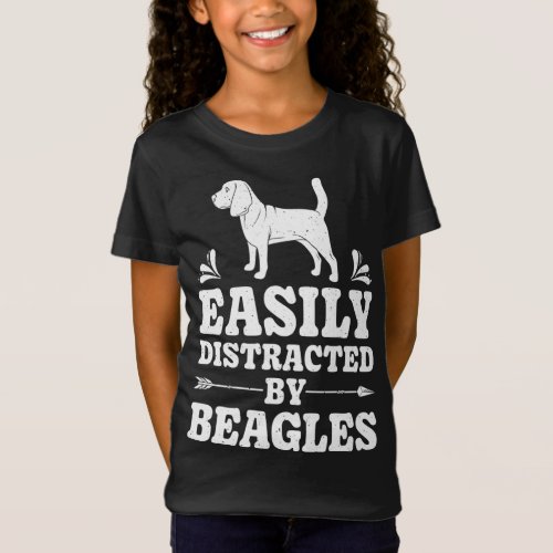 Easily Distracted By Beagles Funny Dog Lover Gifts T_Shirt