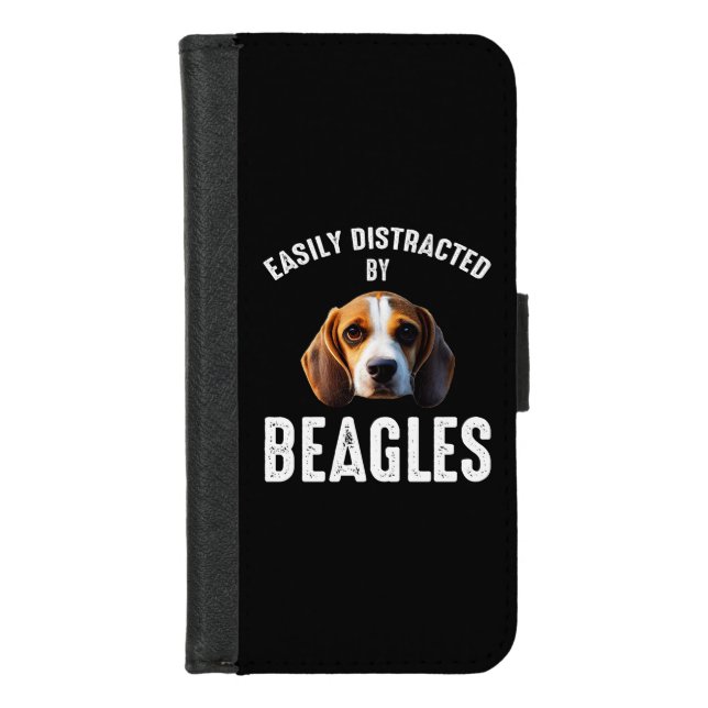 Easily Distracted By Beagles iPhone Wallet Case (Front)