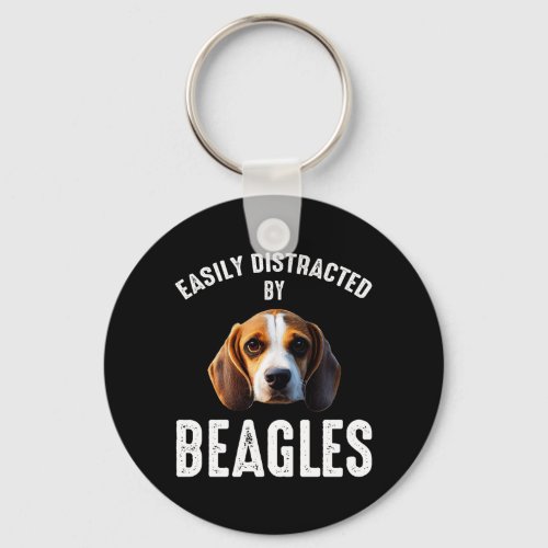 Easily Distracted By Beagles Keychain