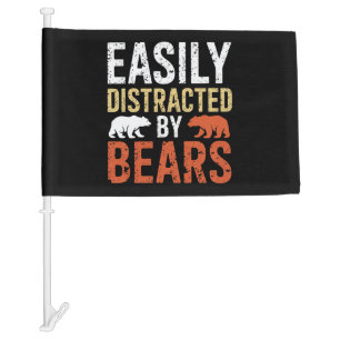 Easily Distracted By Bears Gay Bear LGBTQ Pride Car Flag