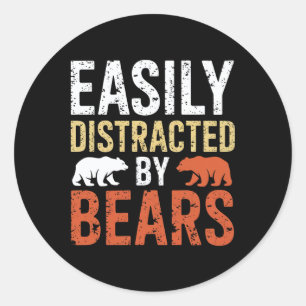 Easily Distracted By Bears Gay Bear LGBTQ Pride Classic Round Sticker