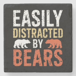 Easily Distracted By Bears Gay Bear LGBTQ Pride Stone Coaster