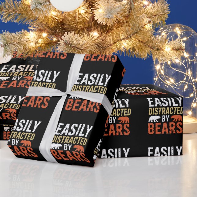 Easily Distracted By Bears Gay Bear LGBTQ Pride Wrapping Paper (Holidays)