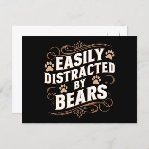 Easily Distracted By Bears Gay Bear Pride Postcard