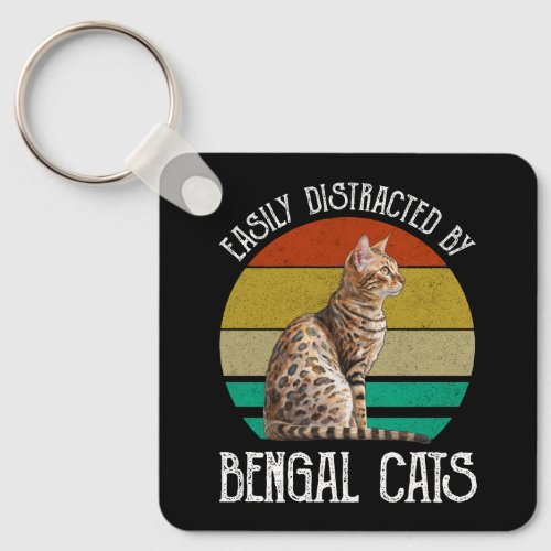 Easily Distracted By Bengal Cats Keychain