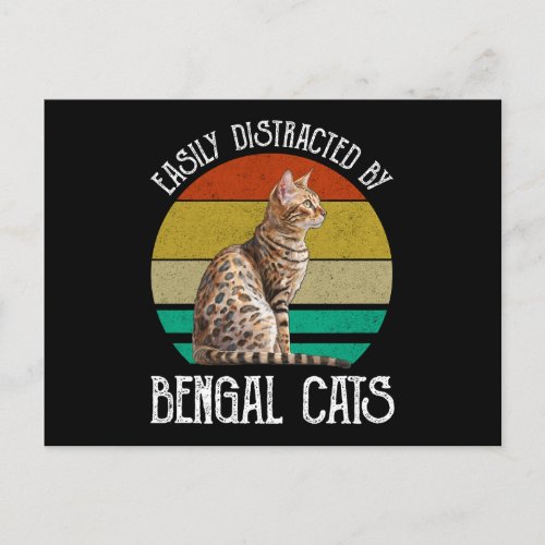 Easily Distracted By Bengal Cats Postcard