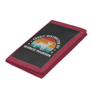 Easily distracted by Bernese Mountain dog, Bernese Tri-fold Wallet