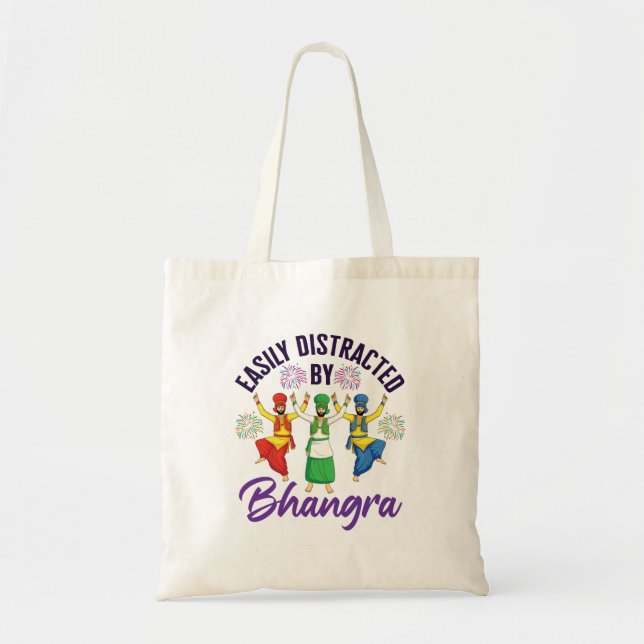 Easily Distracted by Bhangra Punjabi Dance Tote Bag (Front)