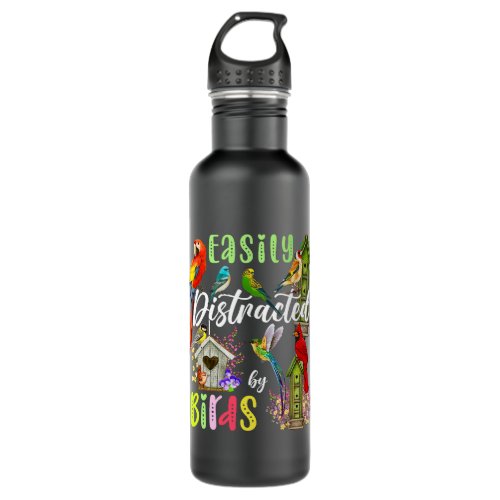 Easily Distracted By Birds Flowers Bids Hummingbir Stainless Steel Water Bottle