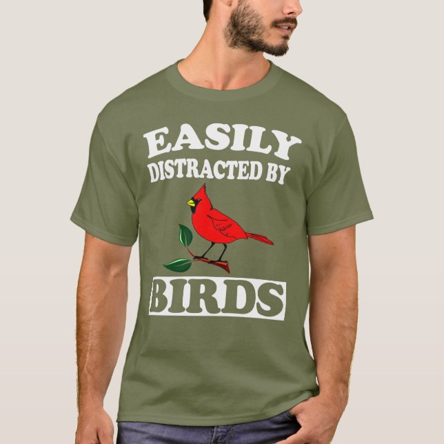 Easily Distracted By Birds T-Shirt Funny Bird (Front)