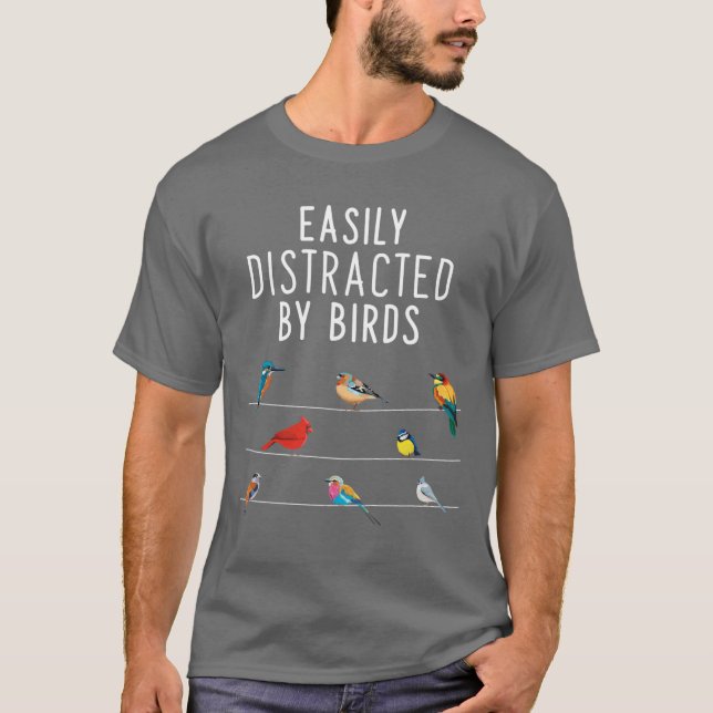 Easily Distracted By Birds vintage T-Shirt (Front)