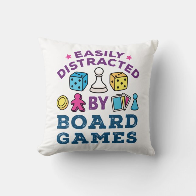 Easily Distracted by Board Games  Throw Pillow (Front)