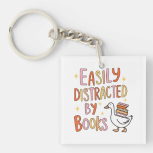 Easily distracted by books  keychain