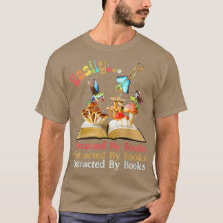 Easily Distracted by Books Mushroom Frog Fairy Dar T-Shirt
