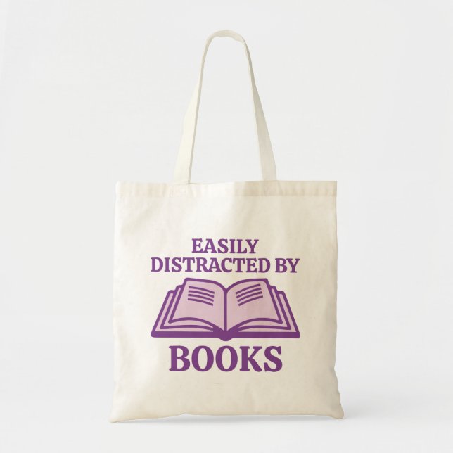 Easily Distracted By Books Tote Bag (Front)