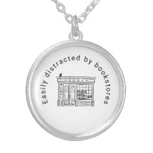 Easily Distracted by Bookstores Silver Necklace