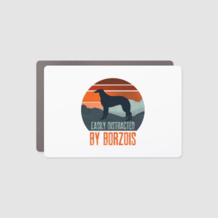 Easily Distracted By Borzois Dog Walking Car Magnet