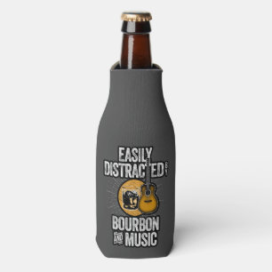 Easily Distracted by Bourbon and Music Bottle Cooler