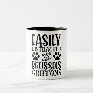 Easily Distracted By Brussels Griffons Two-Tone Coffee Mug
