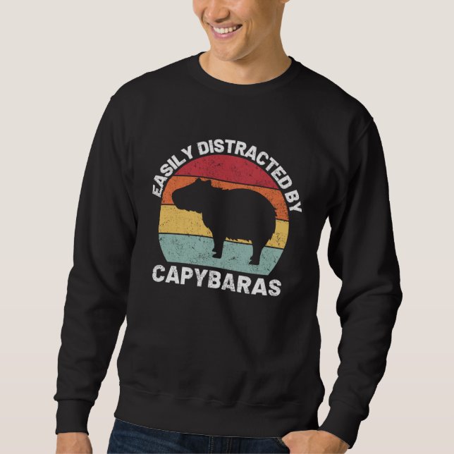 Easily Distracted By Capybara Retro Capybara Sweatshirt (Front)